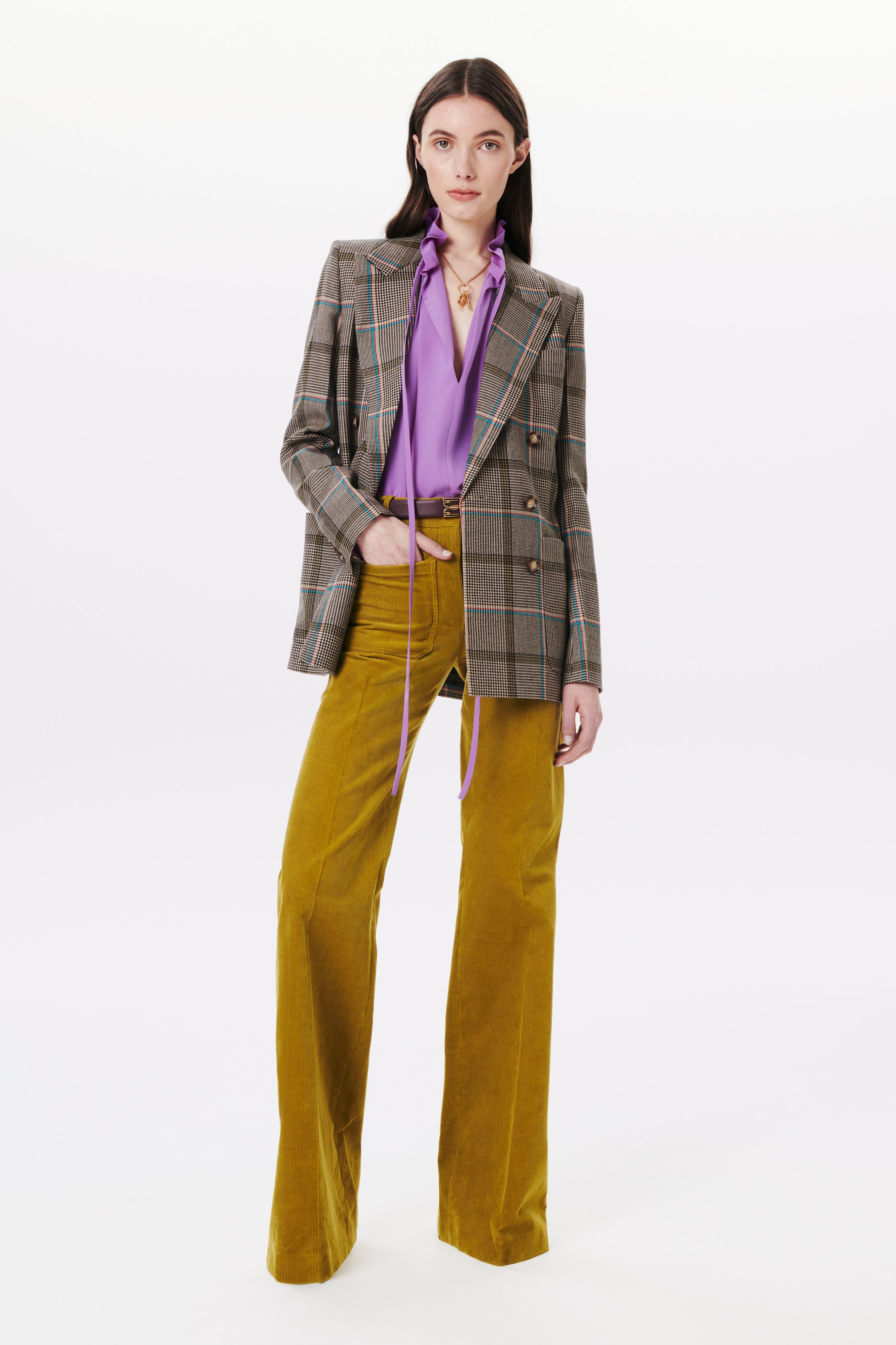 Tailored Double Breasted Jacket in Turquoise-Olive - 2