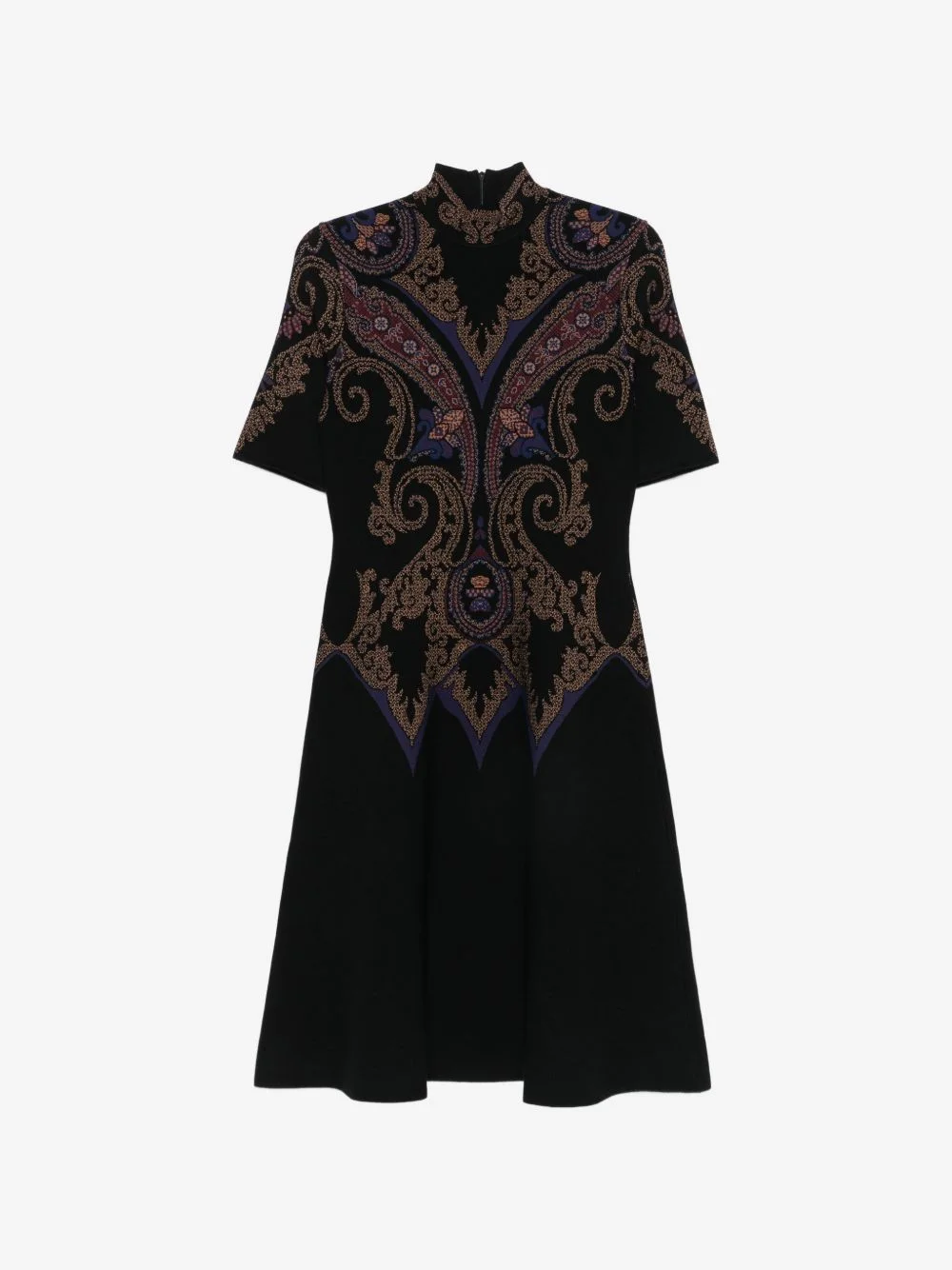 paisley-pattern mock-neck midi dress - 1