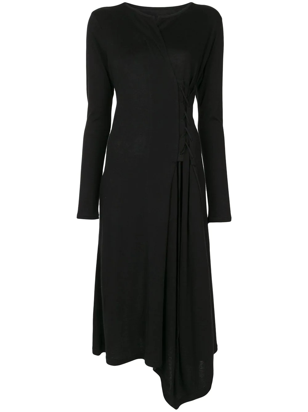 fitted long-sleeved midi dress - 1