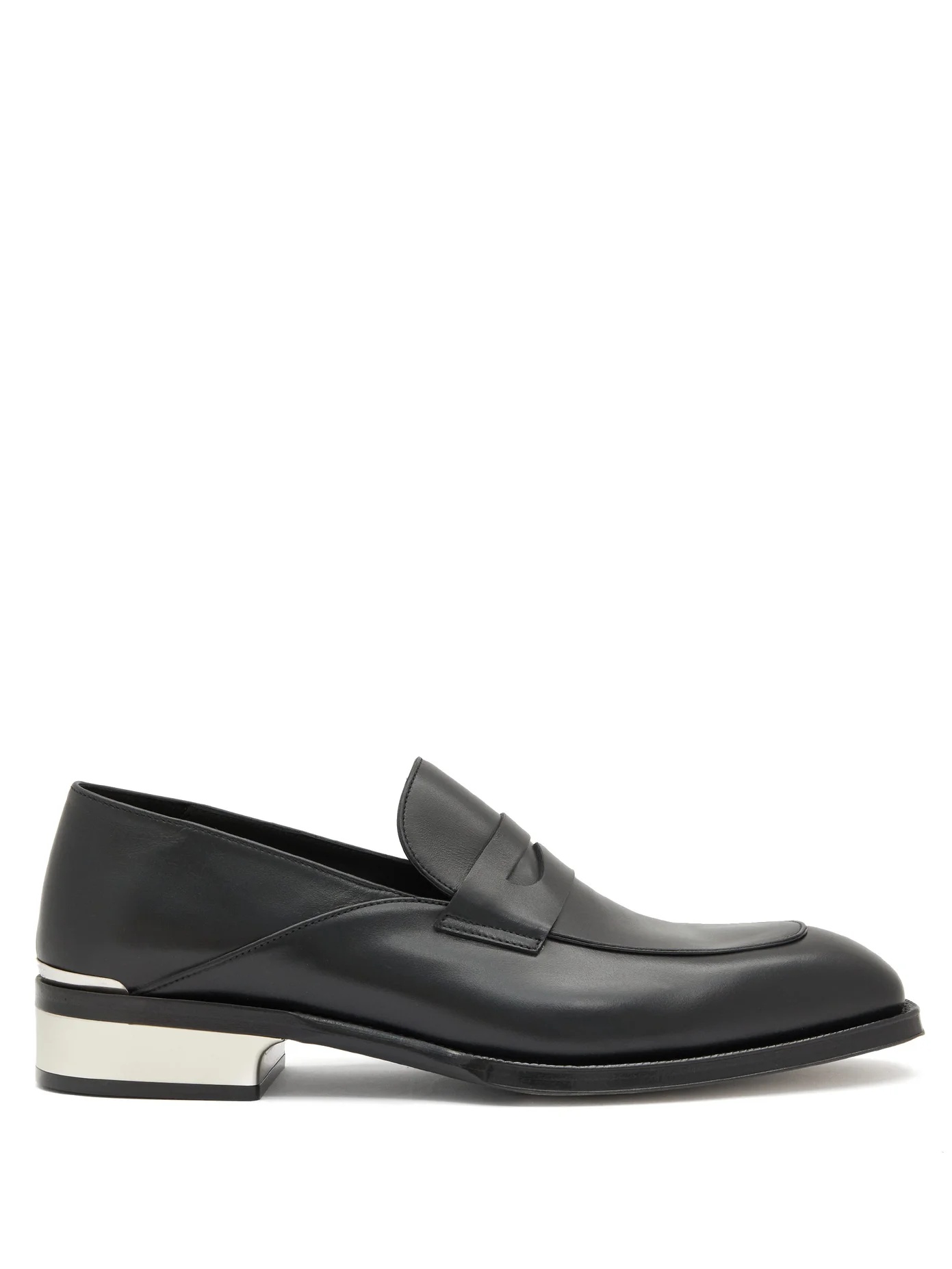 Heel-cap leather penny loafers - 1