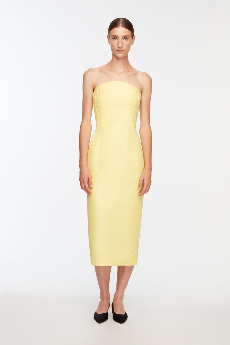 EMILIA WICKSTEAD Hailee Dress In Lemon Moire Mikado outlook