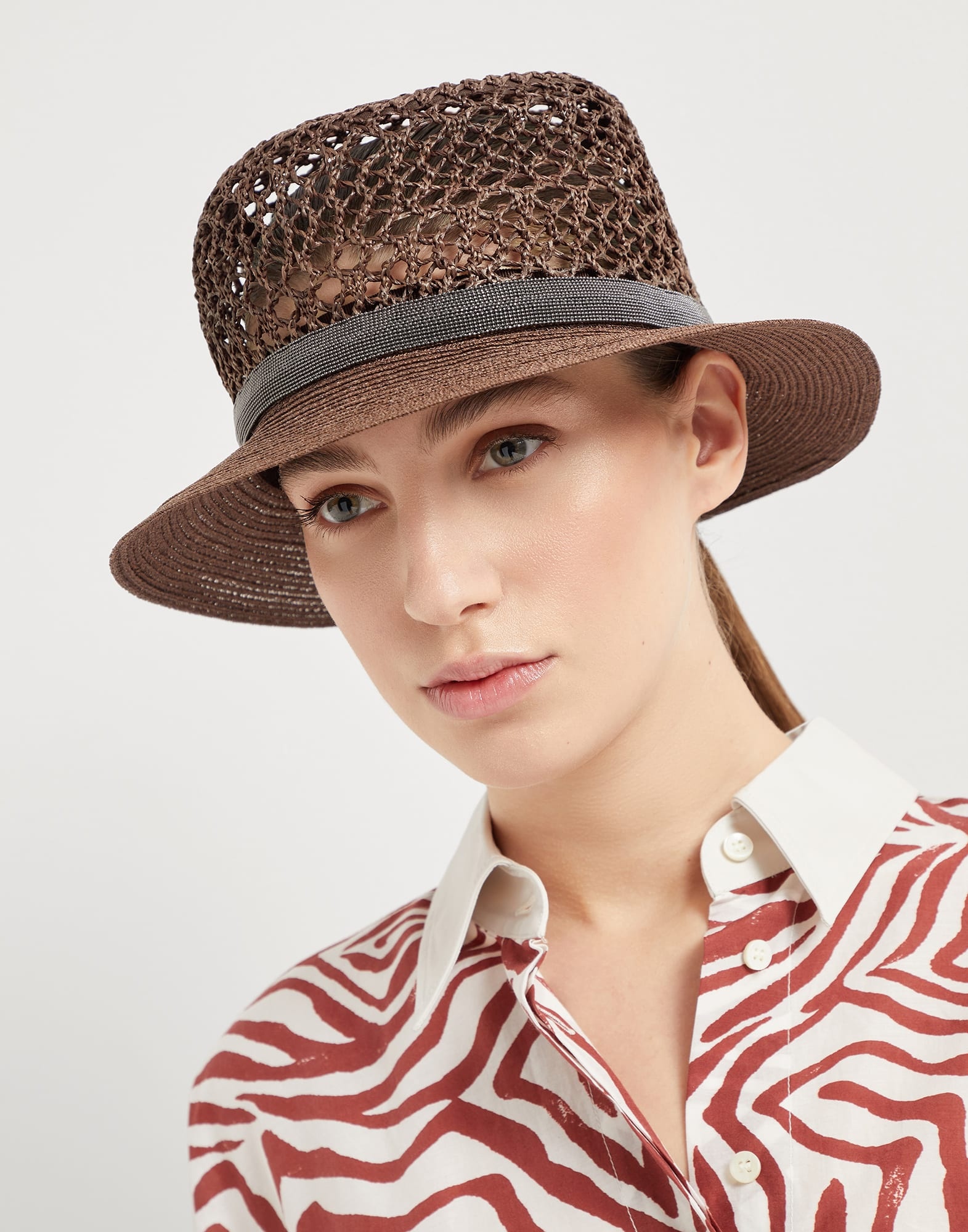 Techno raffia fedora with precious band - 3