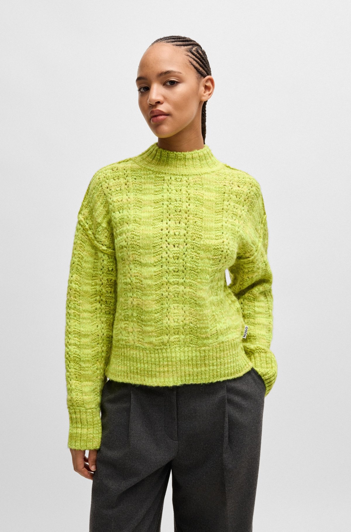 RELAXED-FIT SWEATER IN TWO-TONE YARN - 2