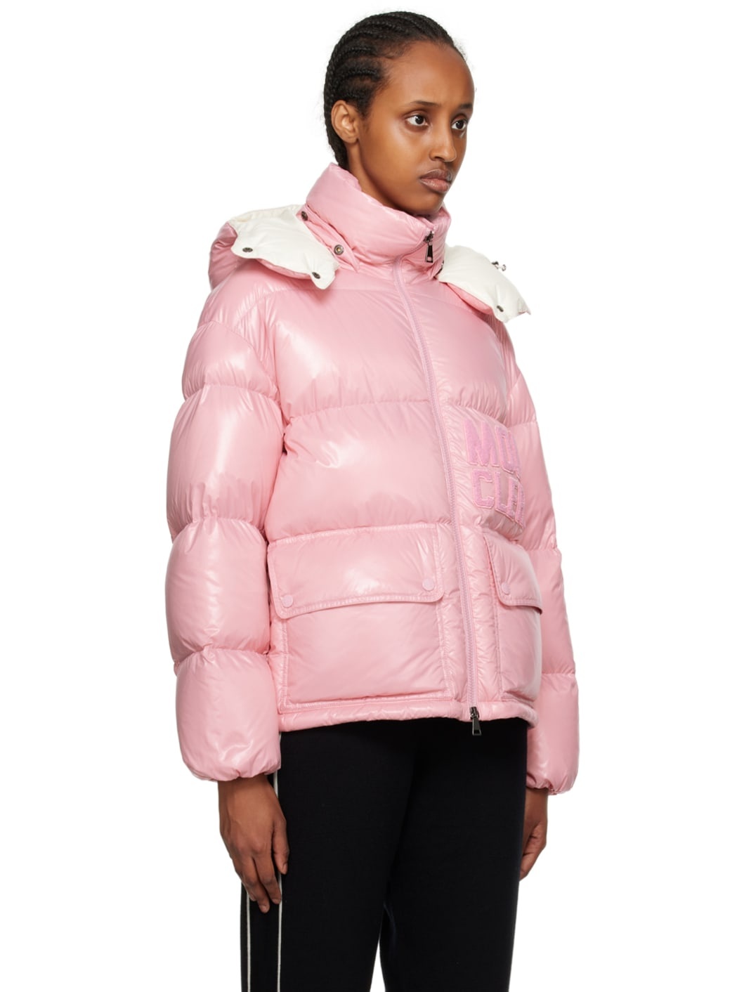 Moncler Pink Abbaye Down Jacket | ssense | REVERSIBLE