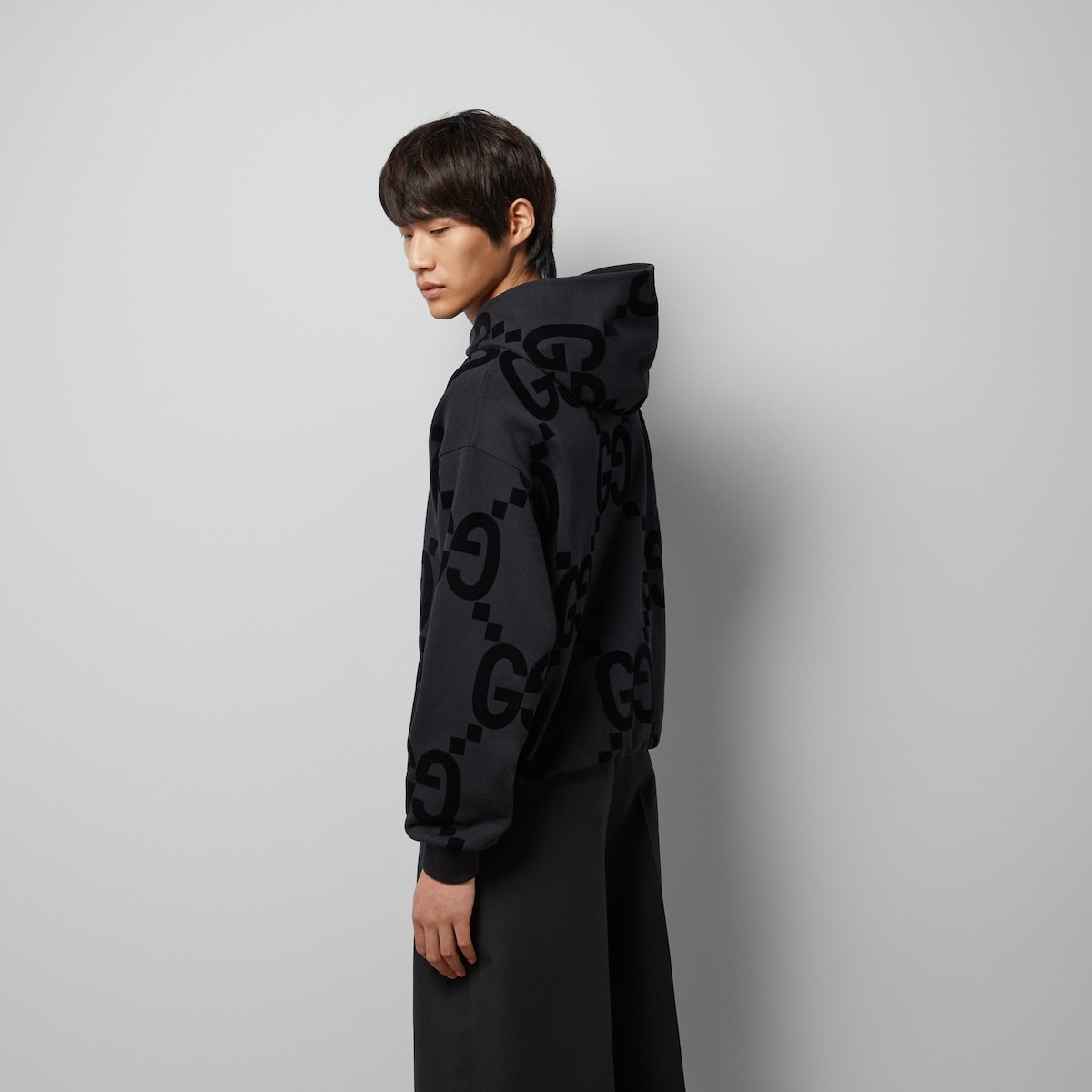 GUCCI＊GG FLOCKED PRINT COTTON SWEATSHIRT パーカー＊送料込 GUCCI GG flocked print cotton fleece sweatshirt | REVERSIBLE