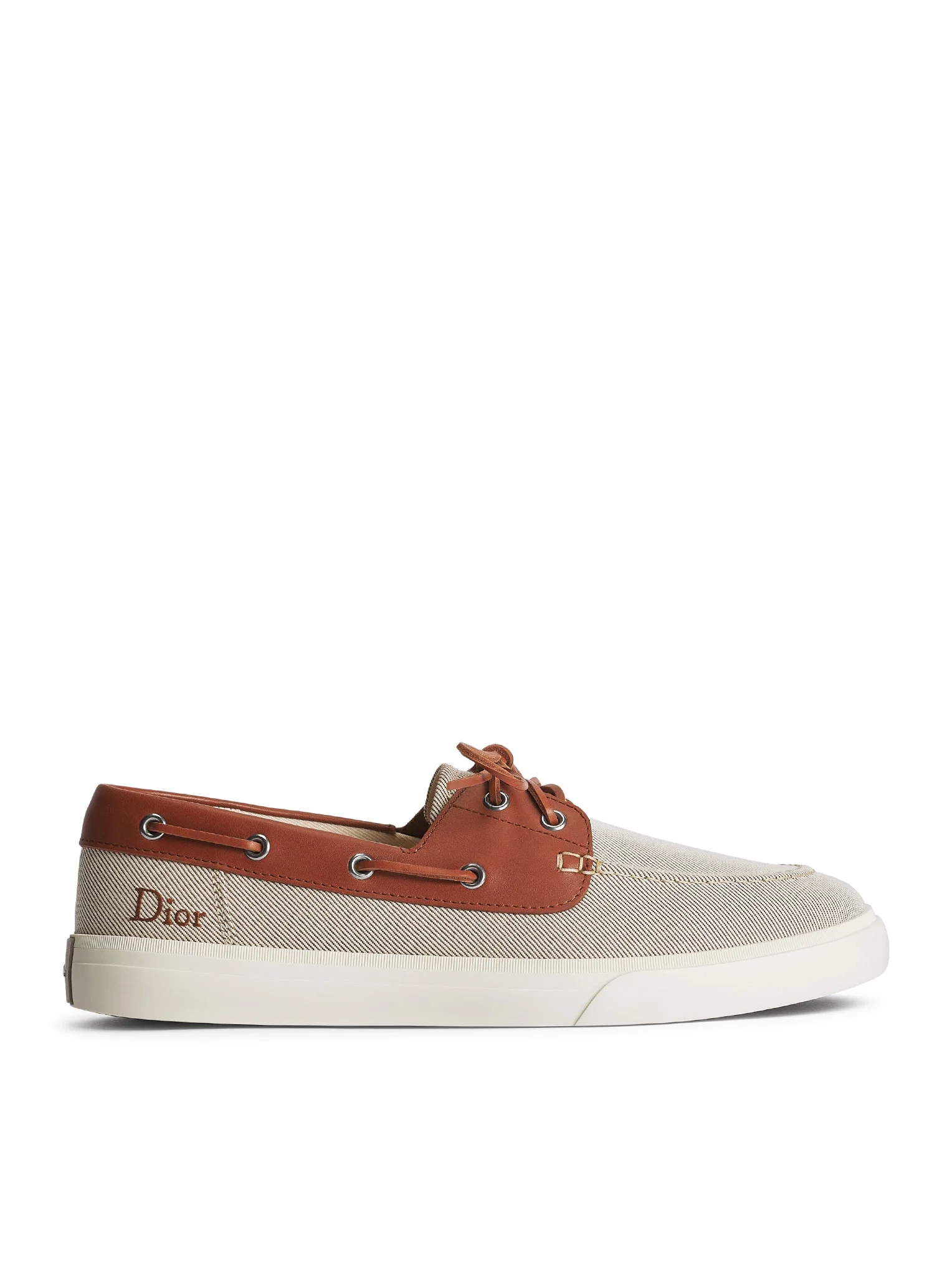 DIORIVIERA CHESTER BOAT SHOES IN COTTON CANVAS AND CALFSKIN - 1
