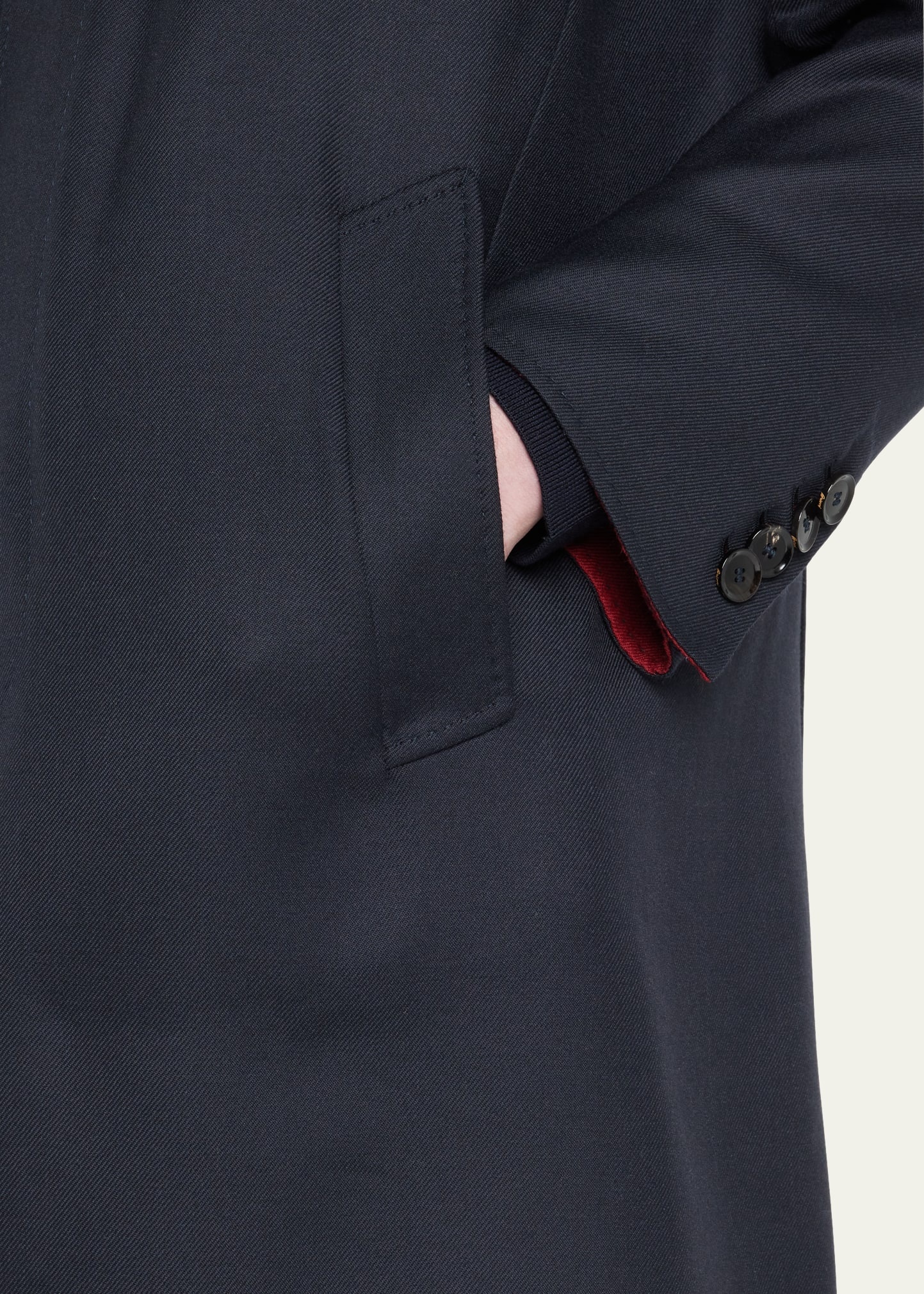 Men's Amaranth Wool Navy Blue Top Coat - 5