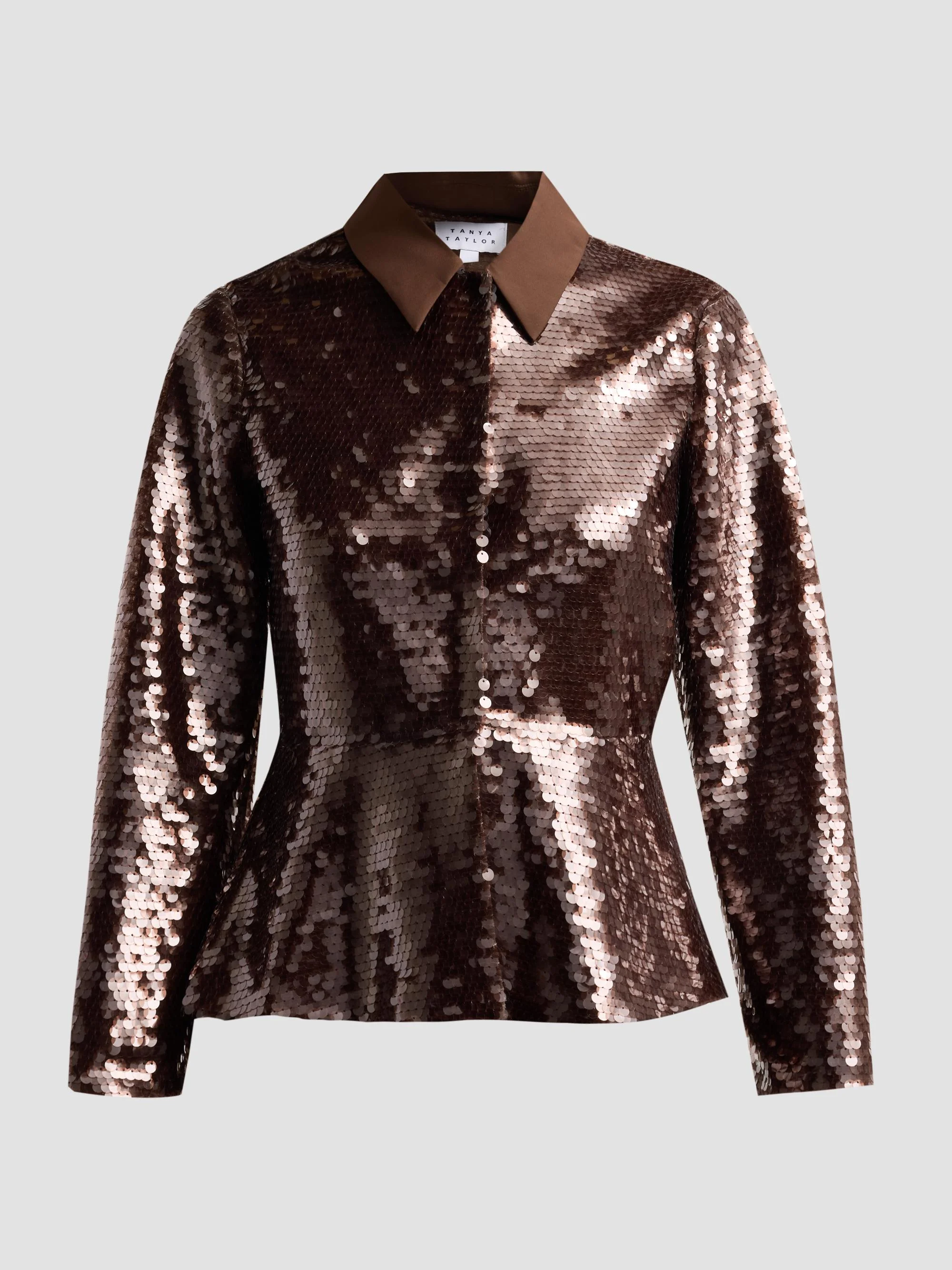 Women's Natasha Sequin-Embellished Peplum Jacket - Dark Fig - 1