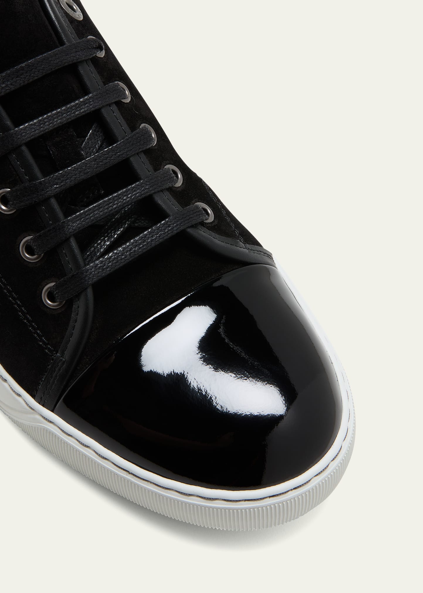 Men's Patent Leather/Suede Low-Top Sneakers - 5