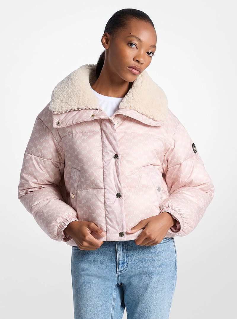 Logo Print and Sherpa Puffer Jacket 1
