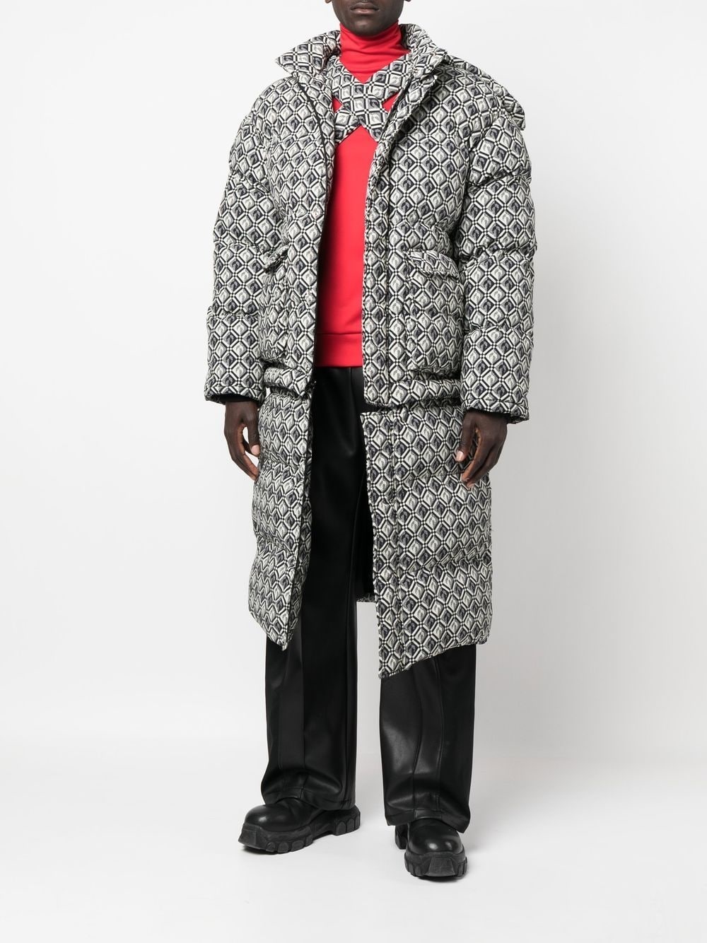 Moon Diamond-pattern oversized puffer coat - 2