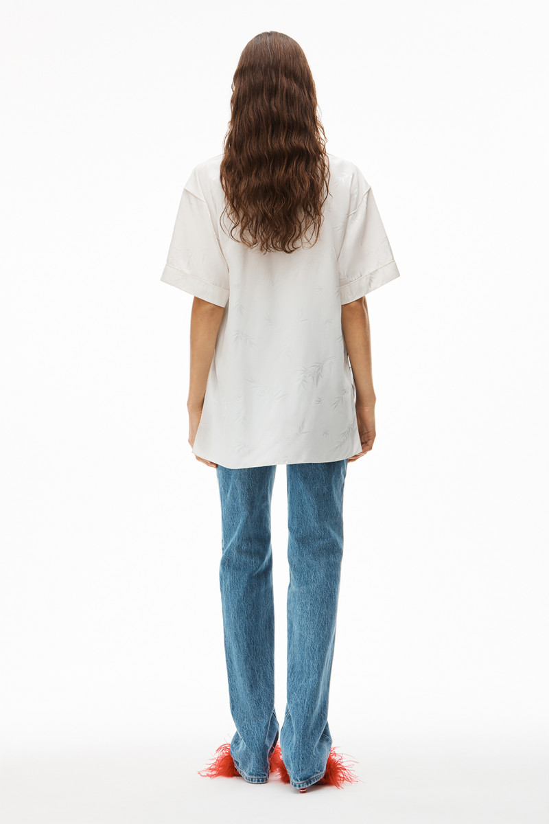 SHORT-SLEEVE TIE TOP IN VISCOSE JACQUARD 4