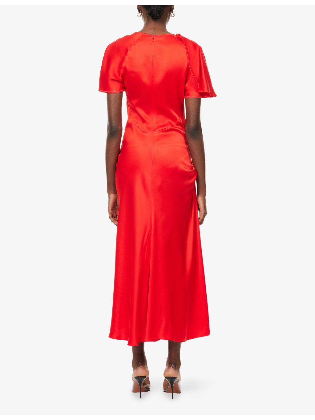Draped Short-Sleeves Woven Midi Dress - 4