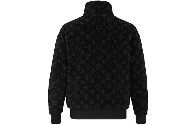 LOUIS VUITTON LV Monogram Fleece Full Logo Zipper Jacket Unisex Black 1A5VFA - 2