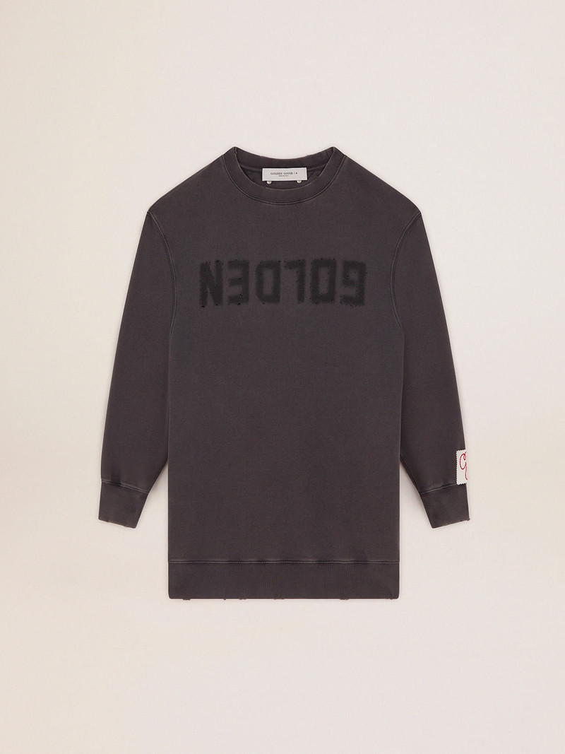 Women's sweatshirt dress with gray logo - 1