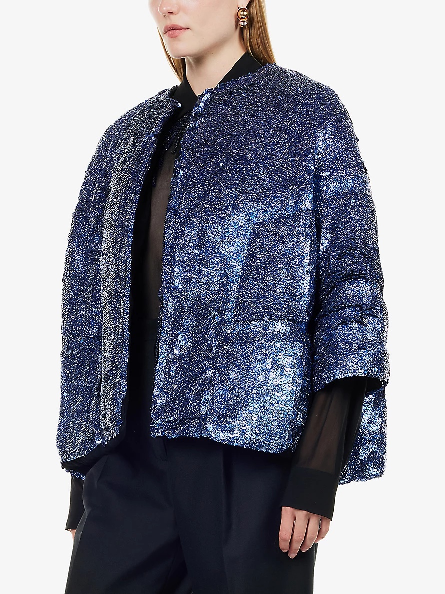 Violini sequin-embellished padded crepe jacket - 3