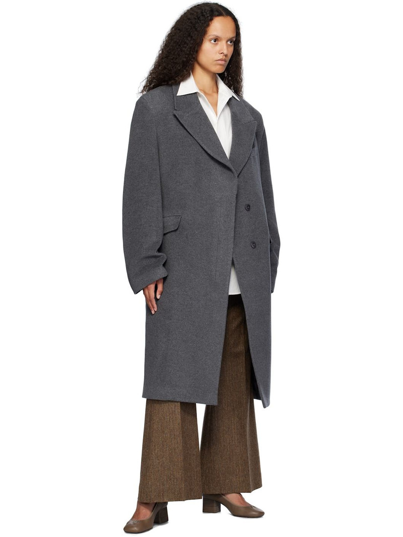 REMAIN Birger Christensen Gray Heavy Wool Long Coat outlook
