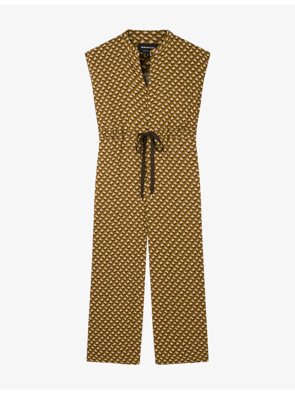 Sleeveless Ikat-Spot Woven Jumpsuit - 1