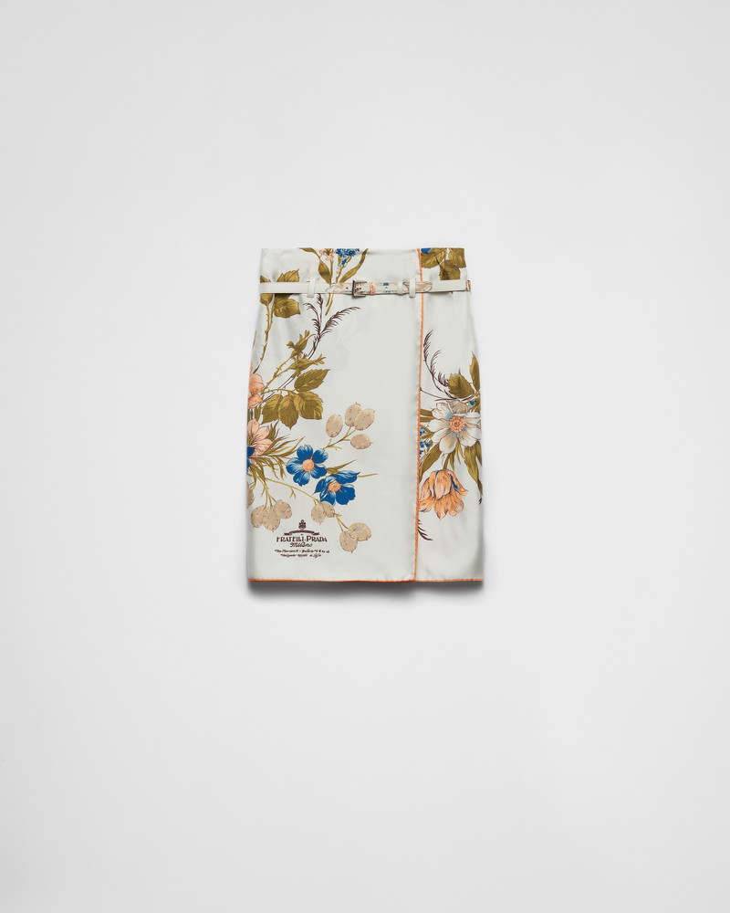 Printed silk twill skirt 1