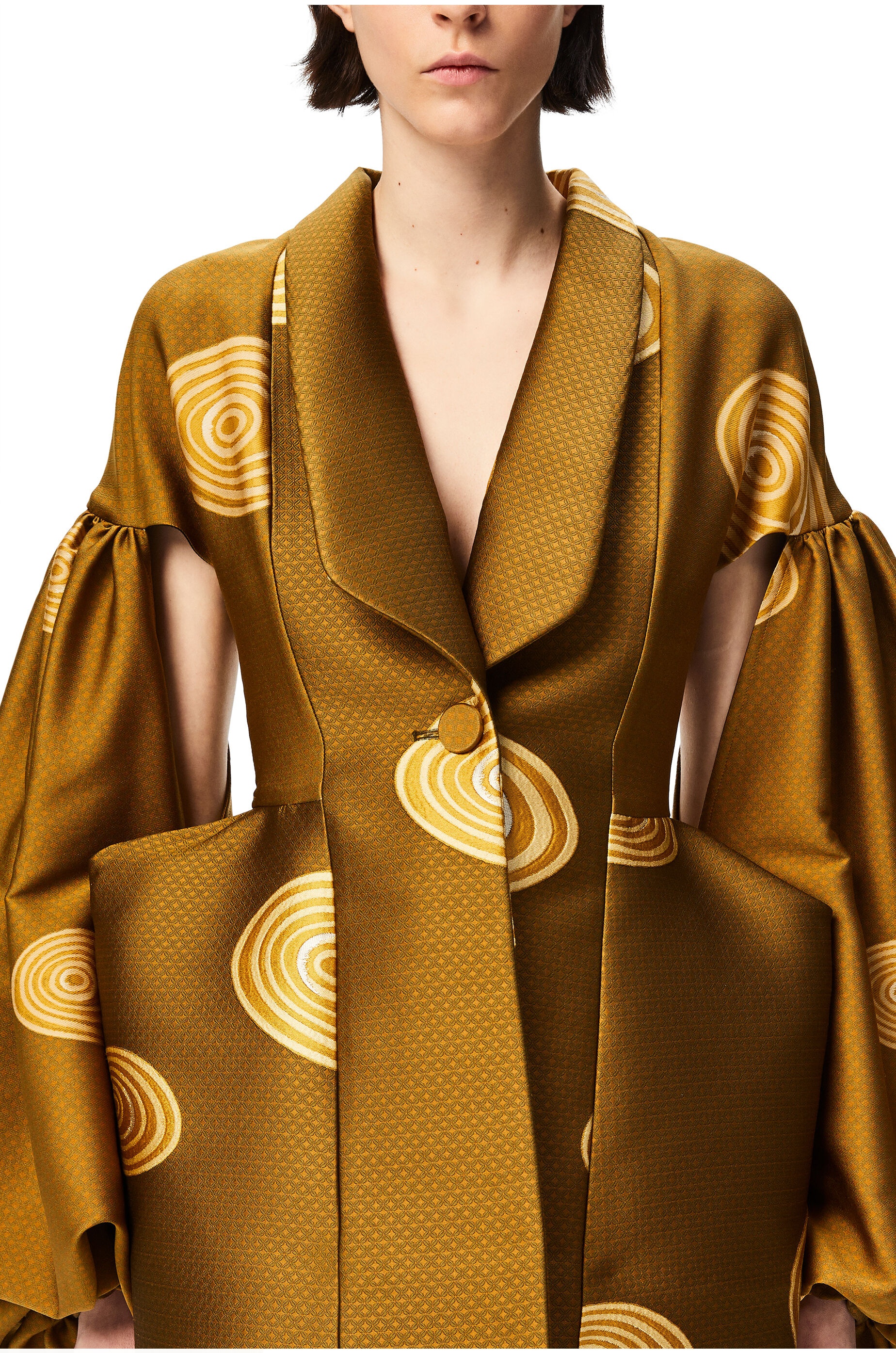 Spiral jacquard balloon sleeve jacket - 5