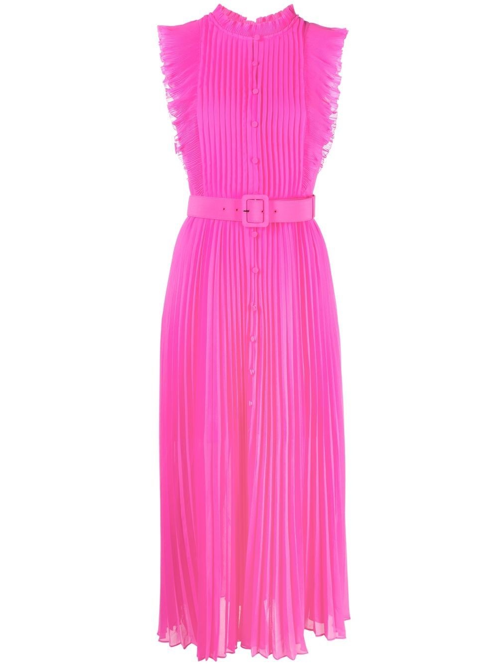 sleeveless pleated chiffon dress - 1