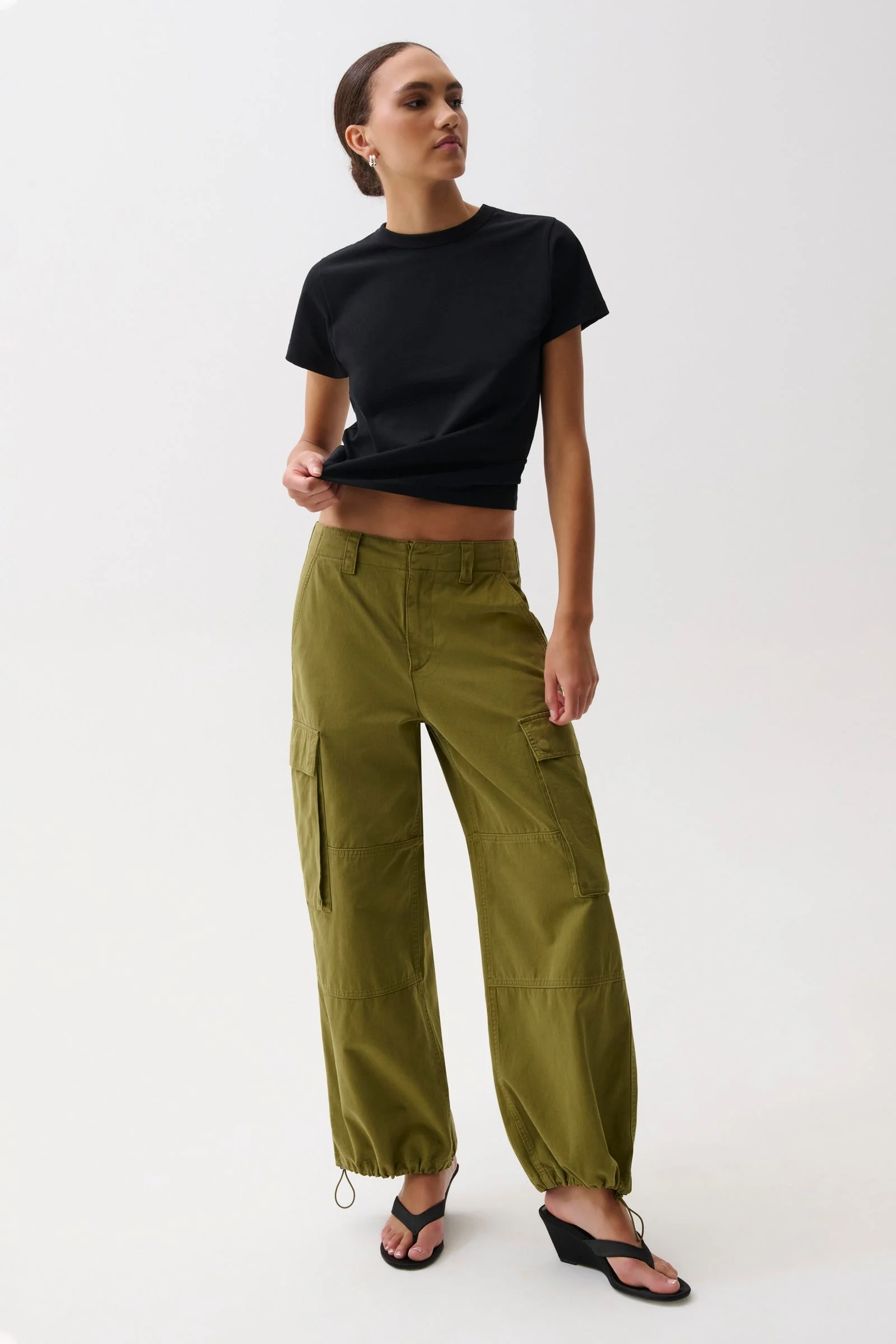 PETRA DRAWSTRING HAREM CARGO PANT - DEEP MOSS - 1