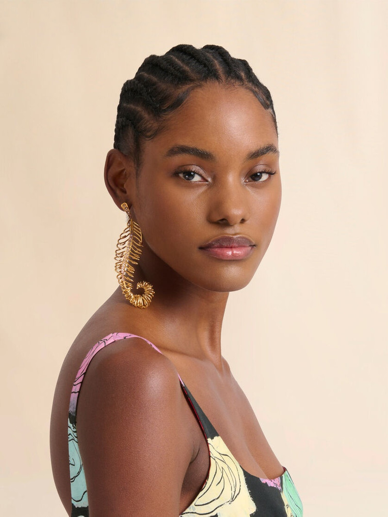 Marni CURVED METAL FEATHER EARRINGS outlook