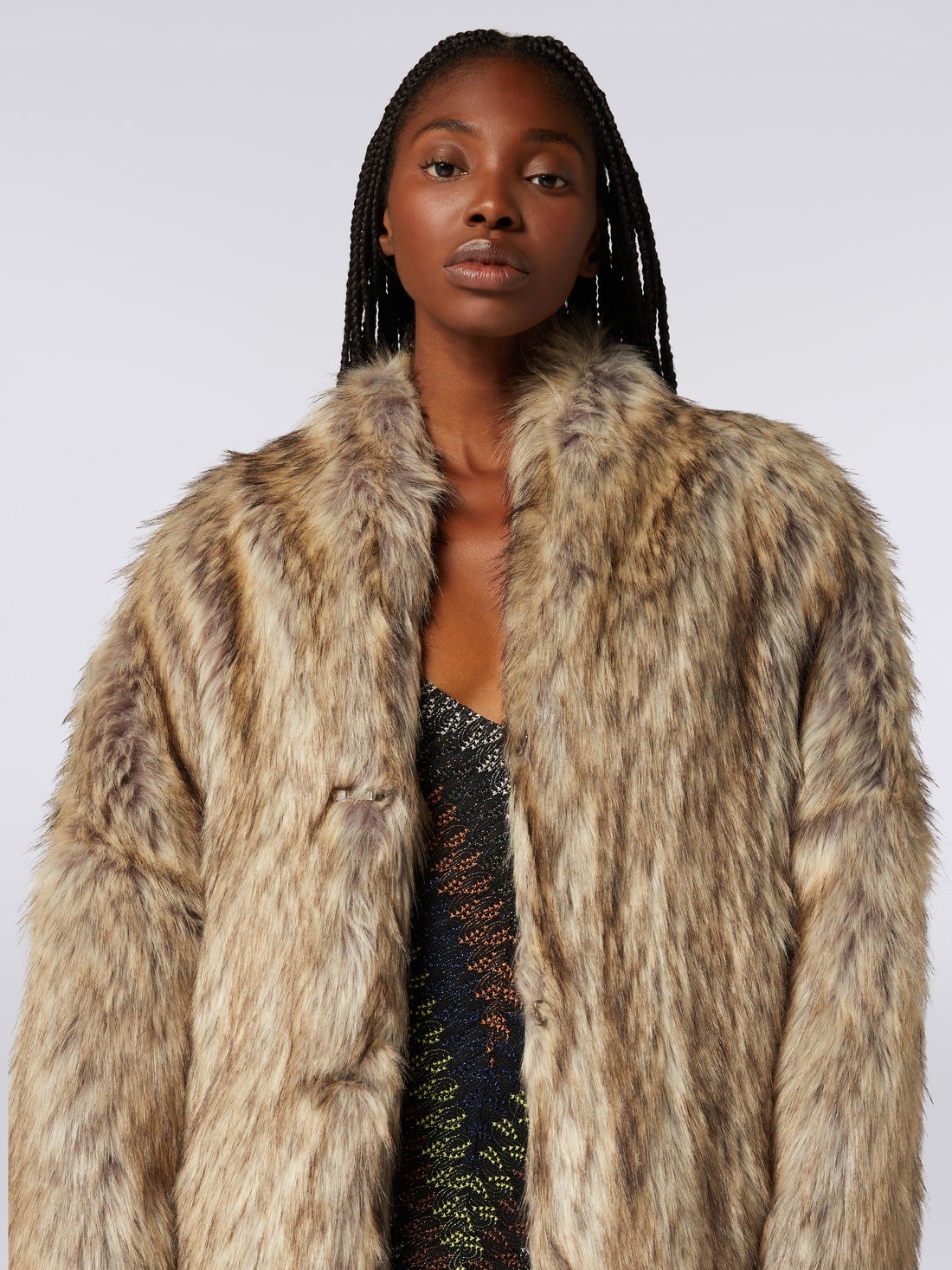 Long faux fur coat - 5