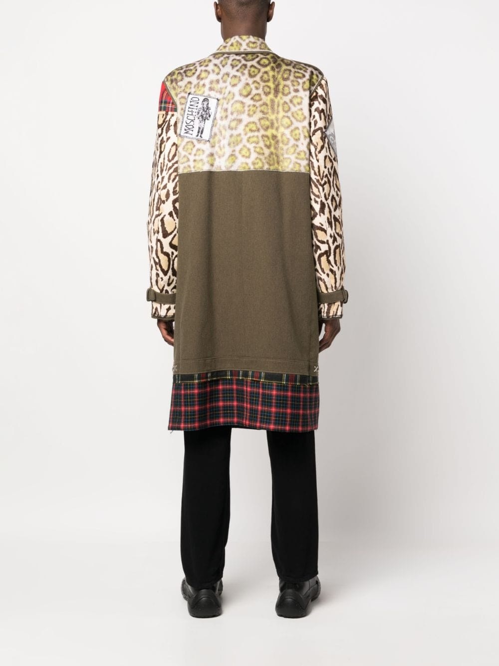 patchwork biker-style coat - 4