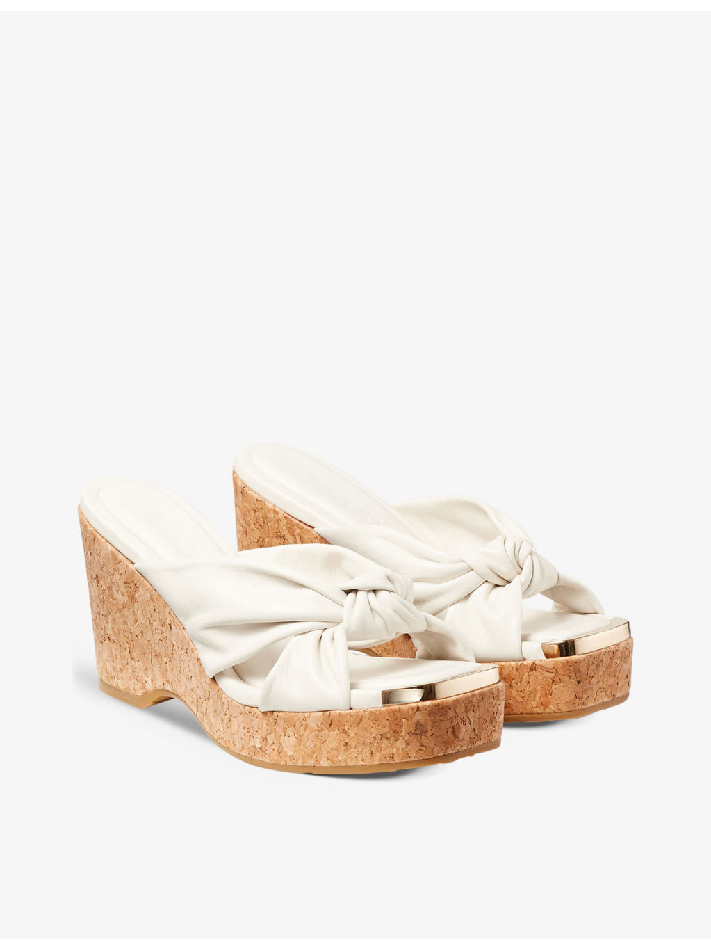 Avenue knot-embellished leather wedge sandals - 3