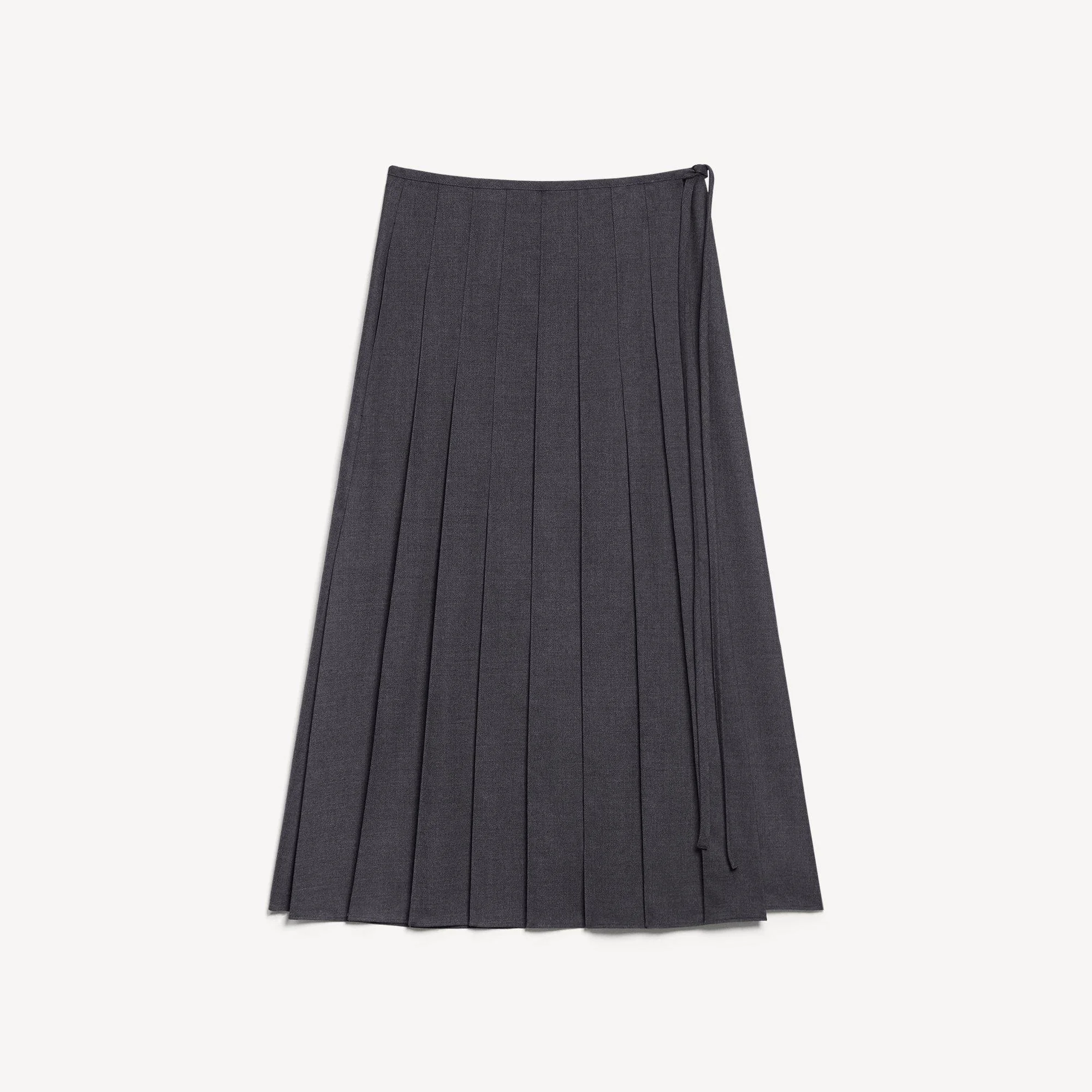 Pleated Wrap Skirt in Drape Flannel - 1