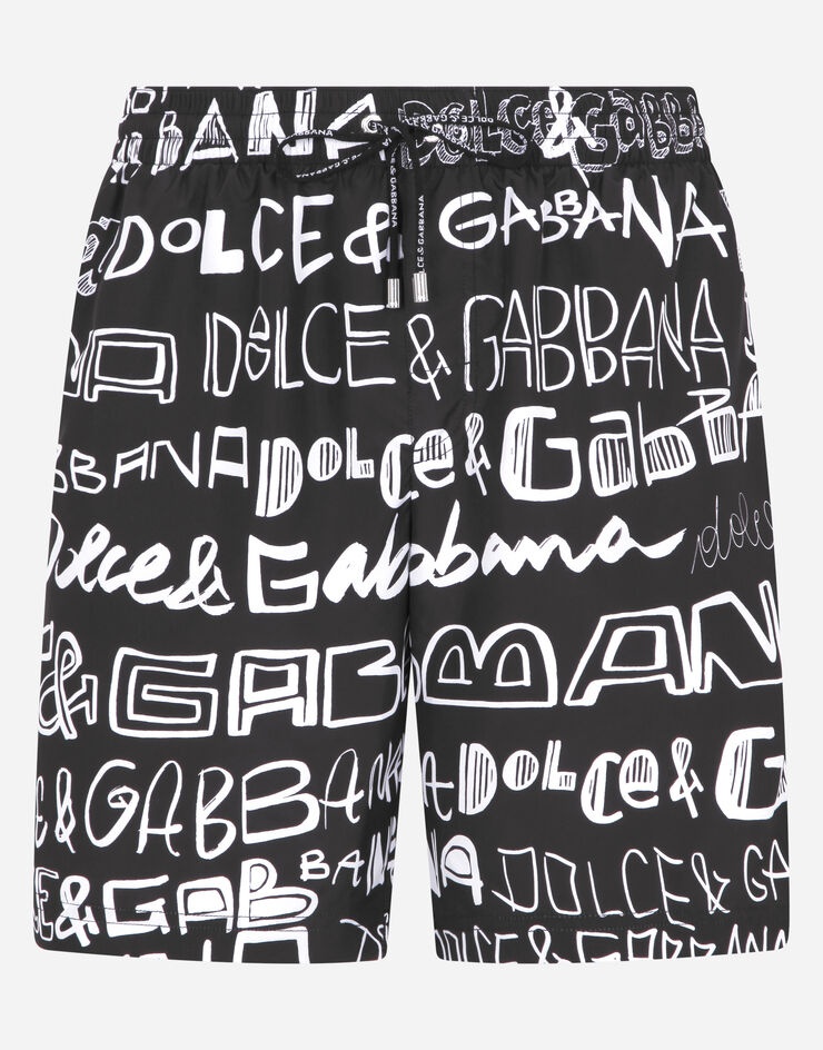 Mid-length swim trunks with all-over Dolce&Gabbana print - 2