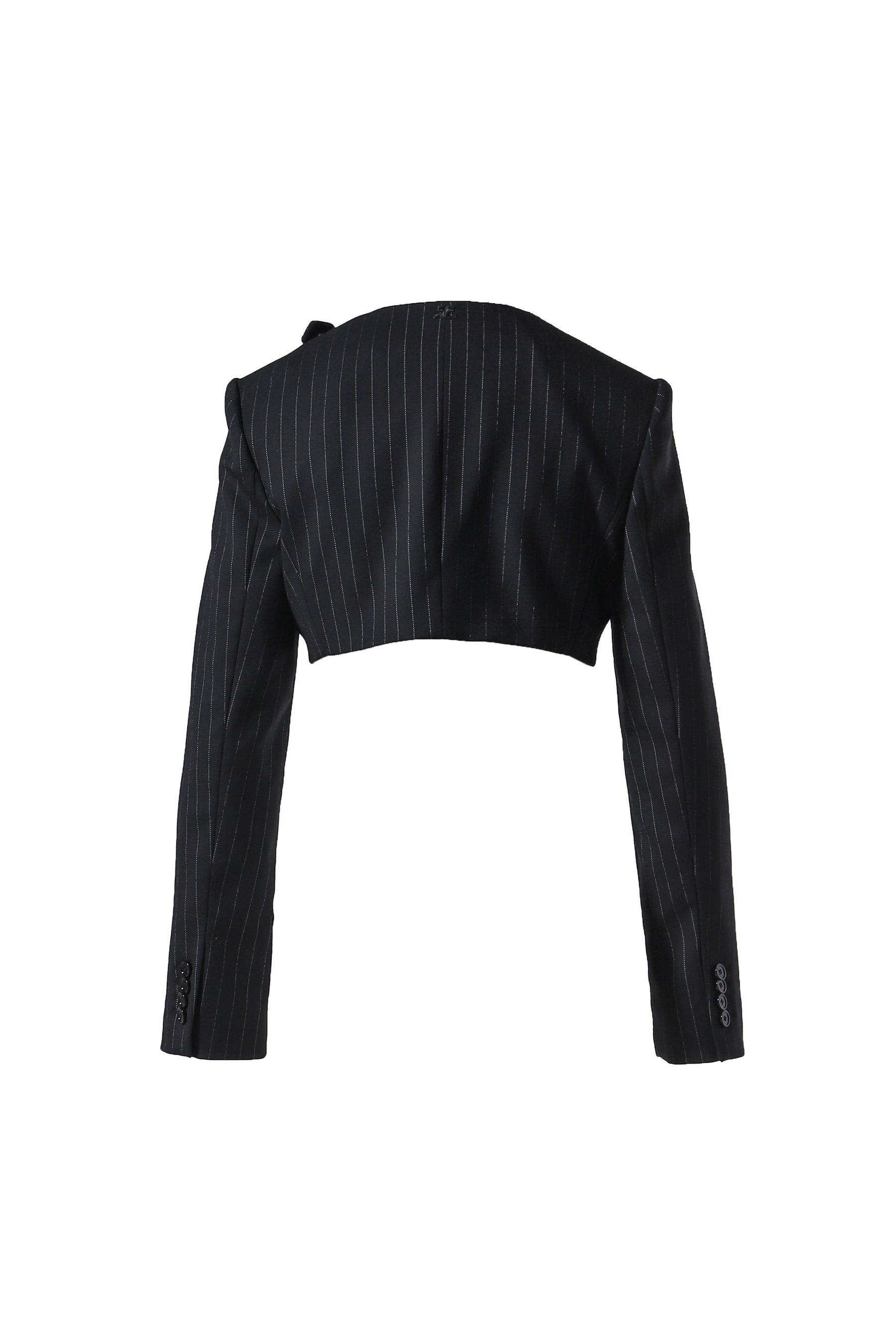 BUCKLE TAILORED PINSTRIPE TOP / BLK/WHT - 2