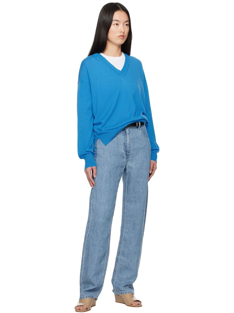 &DAUGHTER Blue Tahra Cashmere V-Neck Sweater outlook