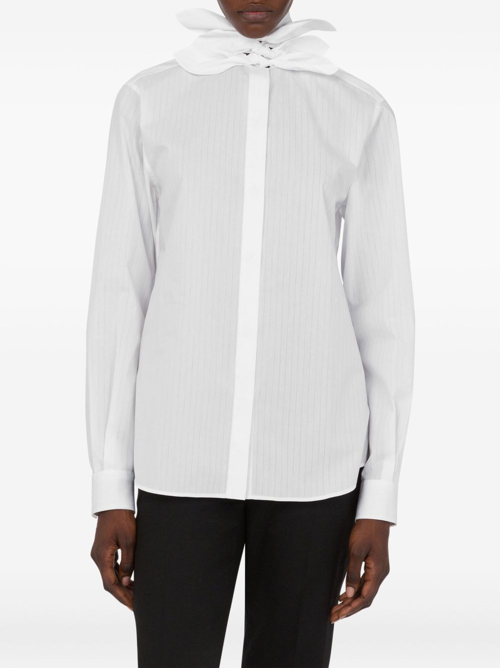 bow-detail cotton shirt - 3