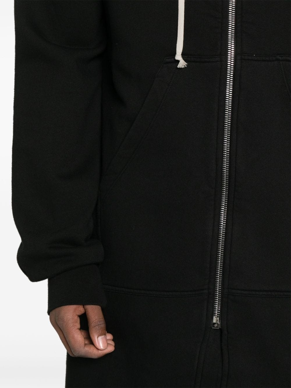 asymmetric cotton zipped hoodie - 5