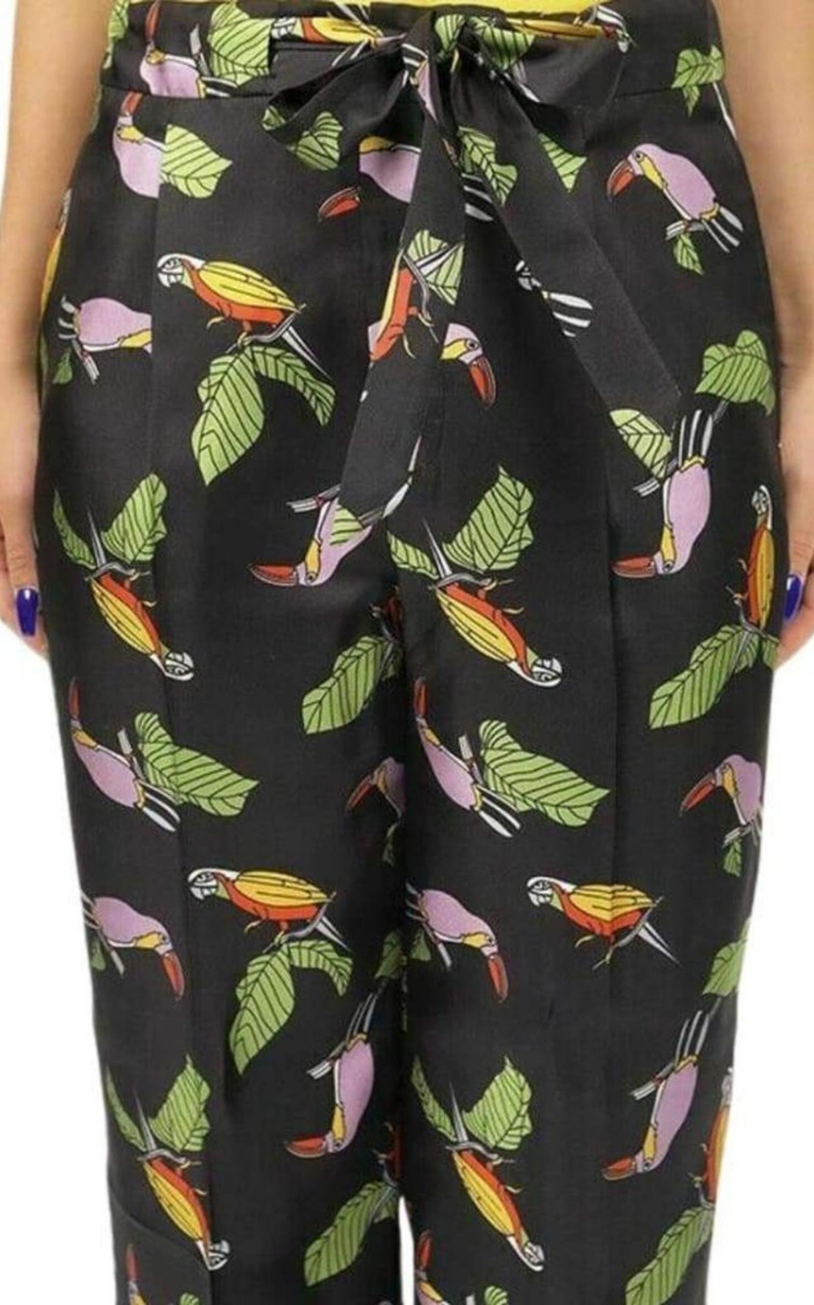 Toucan Print Pyjama Silk Pants - 5