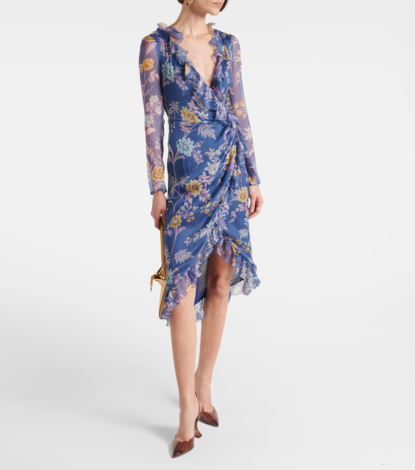 Floral silk wrap dress - 2