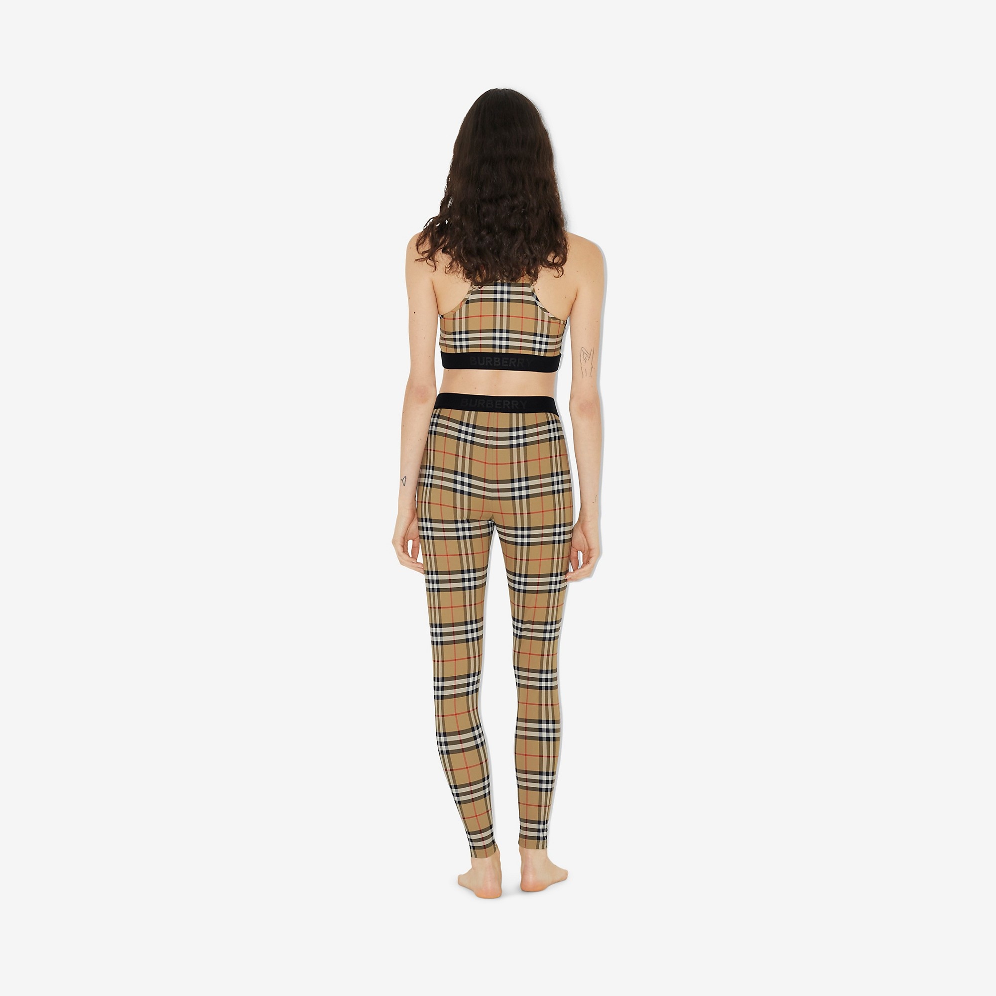 Logo Detail Vintage Check Jersey Leggings - 4