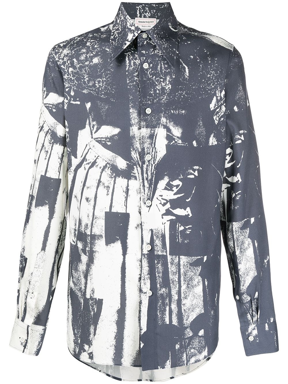 abstract-print button-up shirt - 1