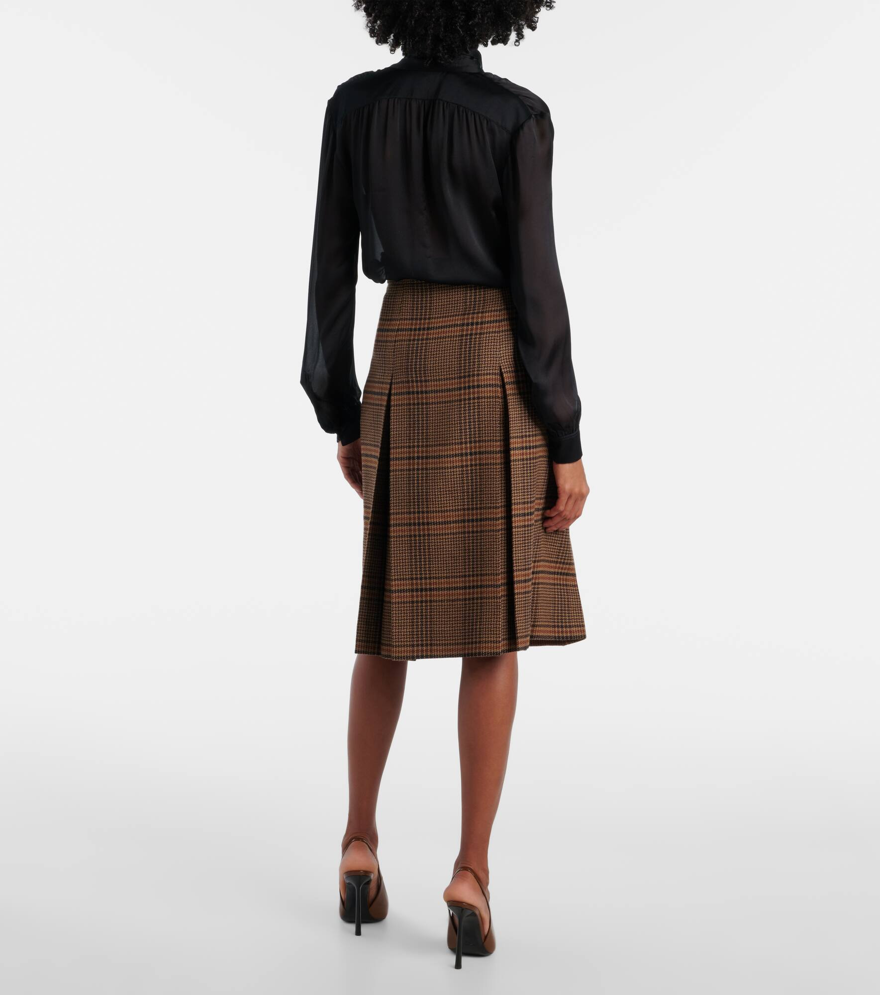 Prince of Wales wool midi skirt - 3