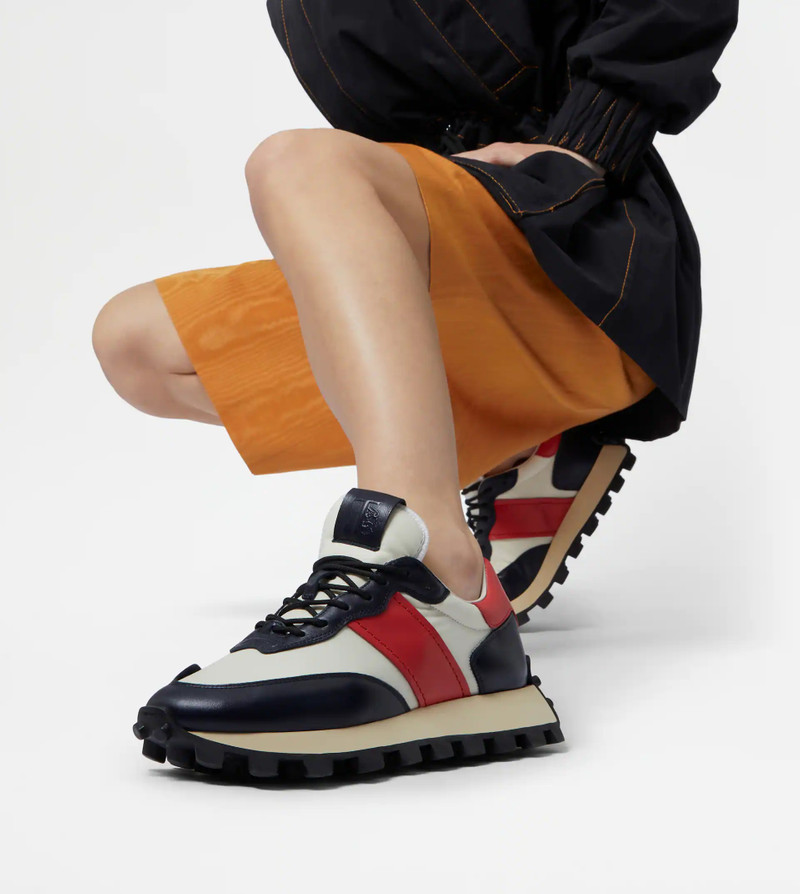 Tod's SNEAKERS TOD'S 1T IN LEATHER AND FABRIC - BLUE, RED, WHITE outlook