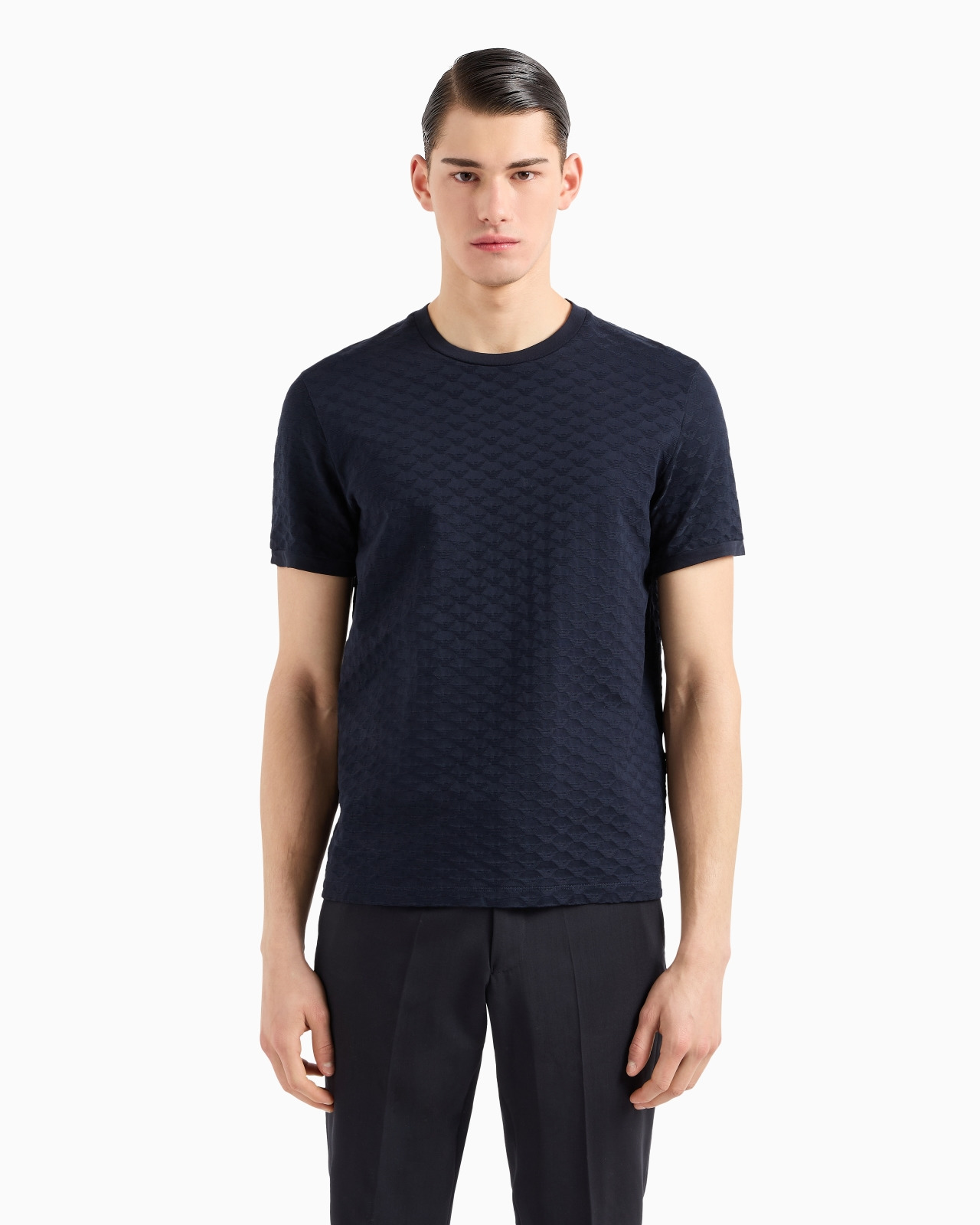 Mercerised-jersey T-shirt with all-over jacquard eagle - 4
