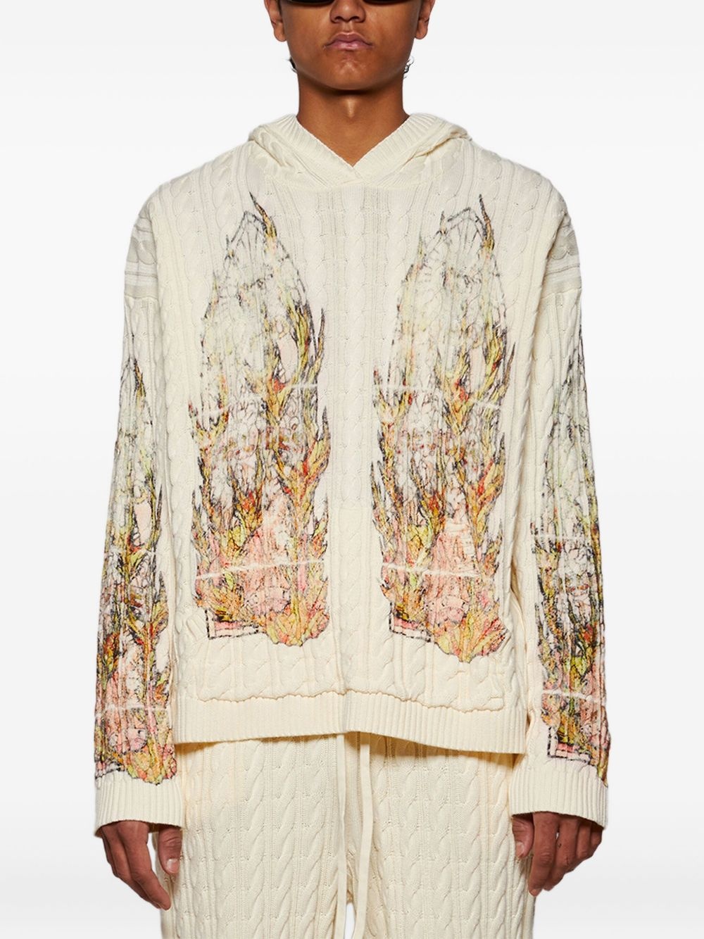 flame cable knit hoodie - 3