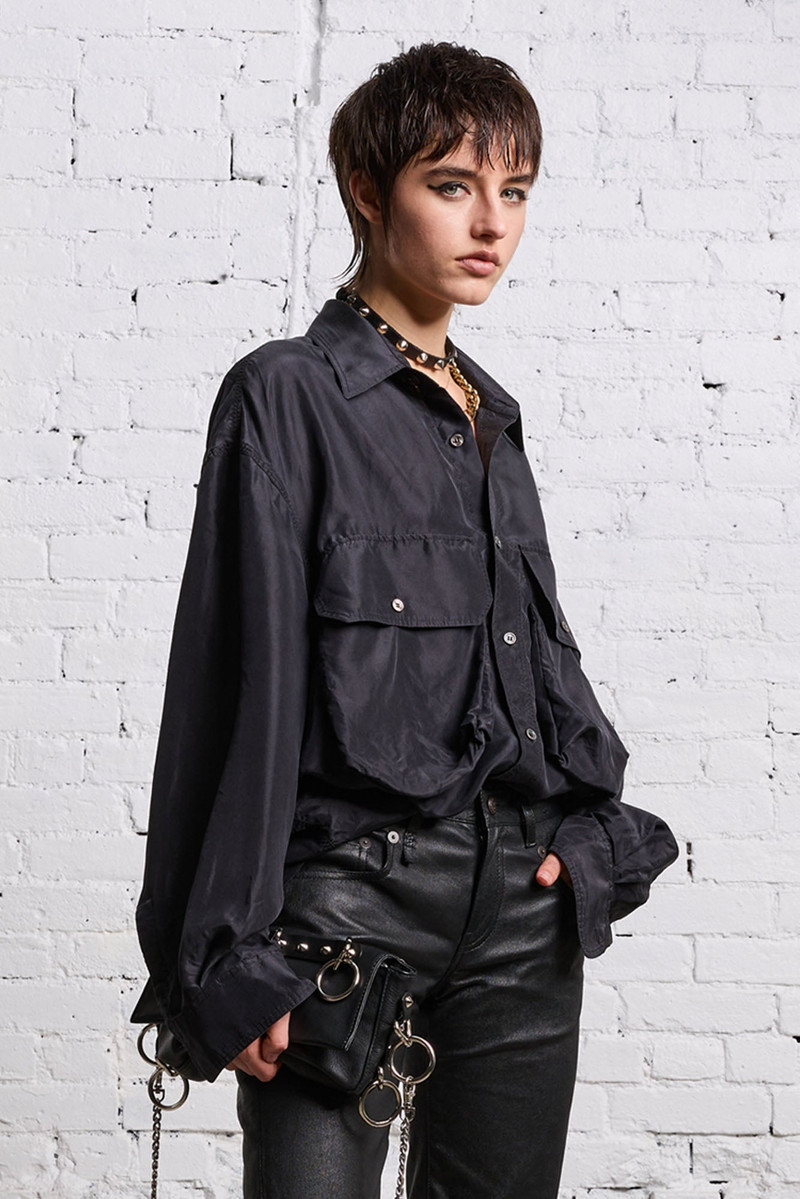 R13 Black Oversized Pocket Shirt outlook