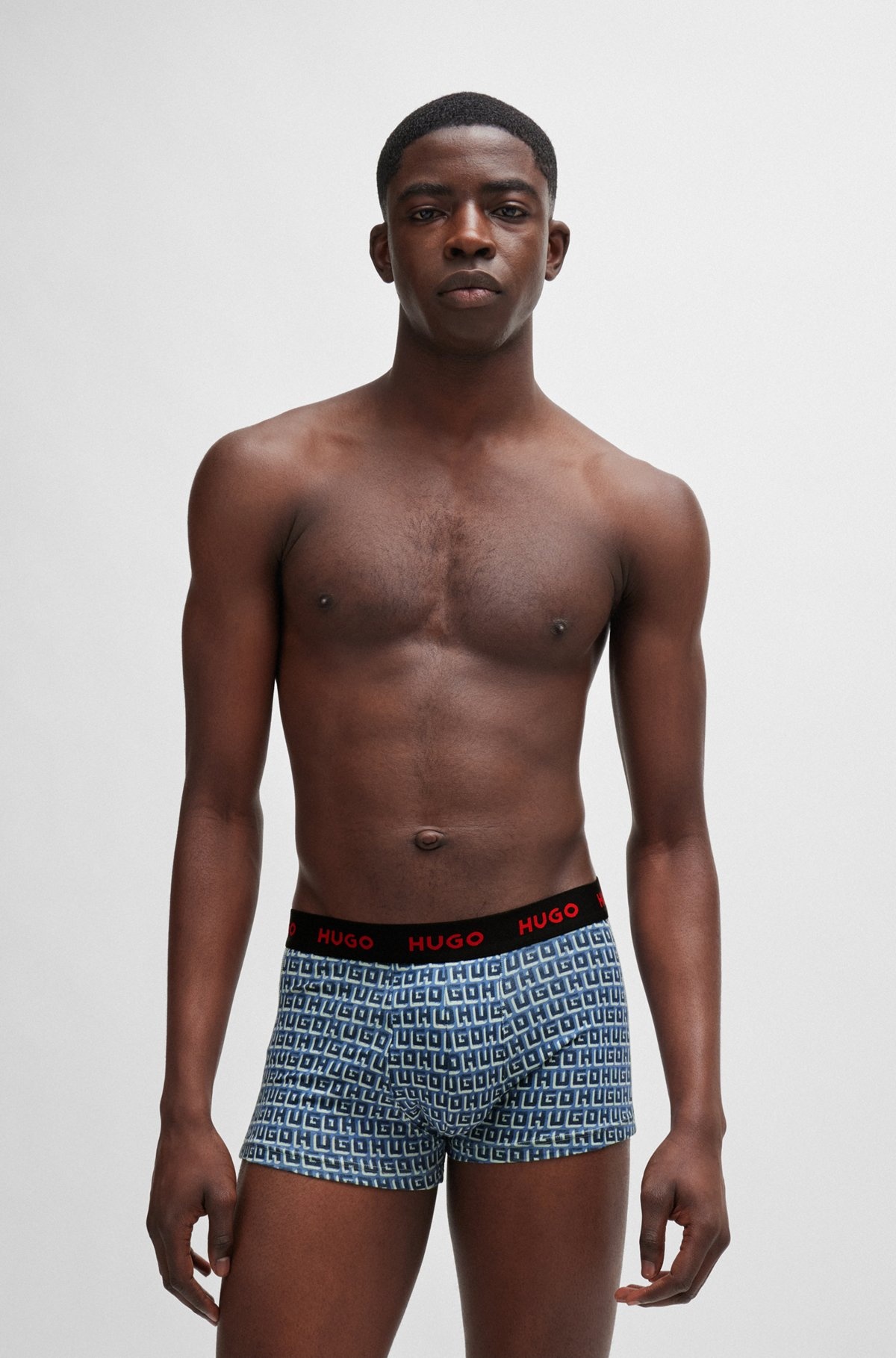 THREE-PACK OF STRETCH-COTTON TRUNKS WITH LOGO WAISTBANDS - 2