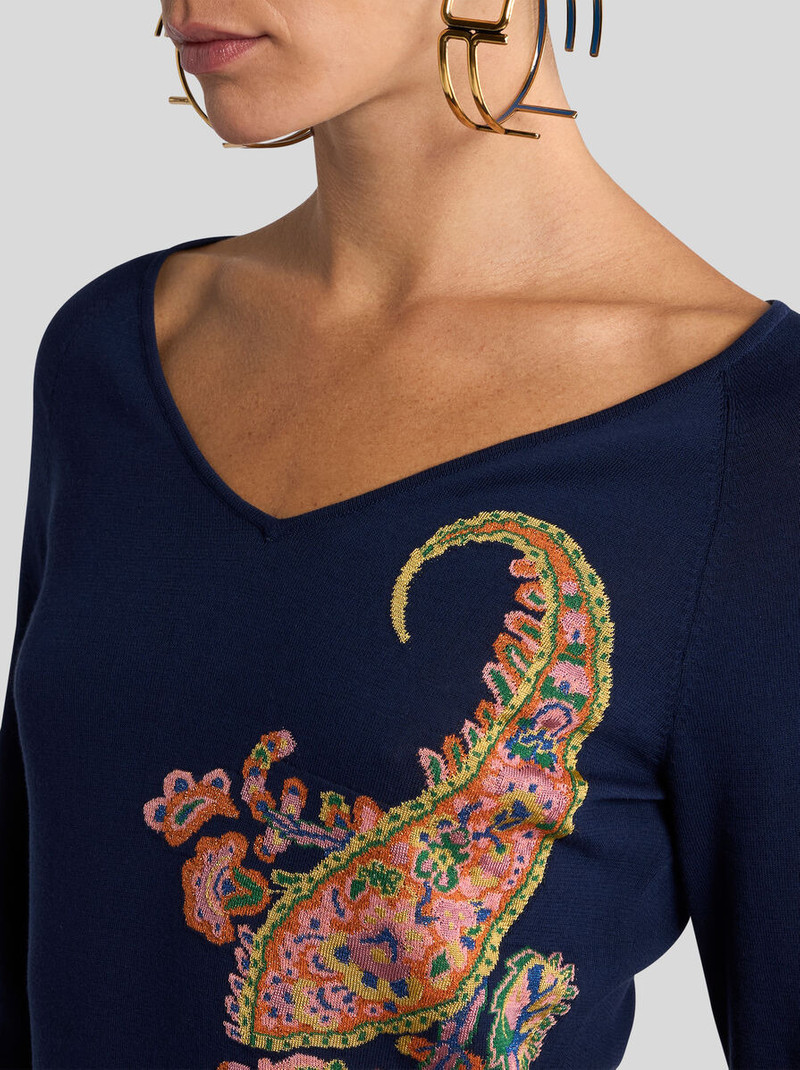 Etro COTTON-BLEND JACQUARD SWEATER WITH INLAYS outlook