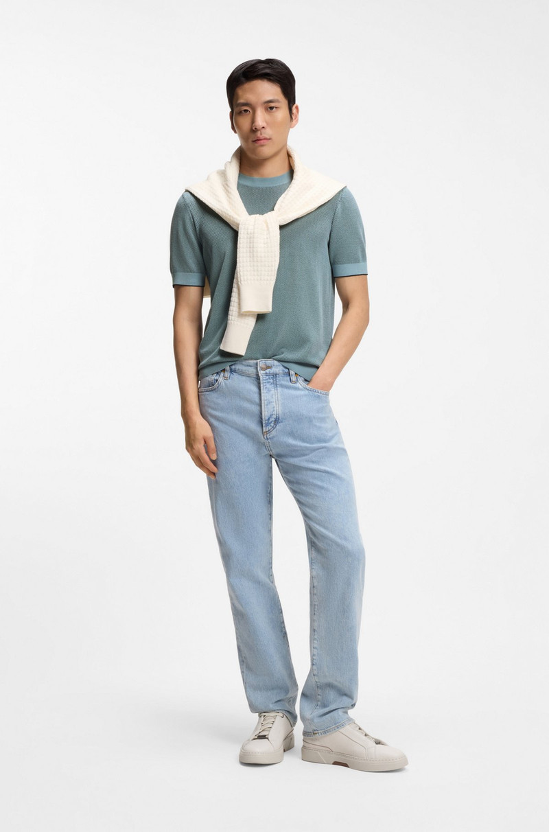 BOSS SILK-COTTON SWEATER WITH STRUCTURED KNIT outlook