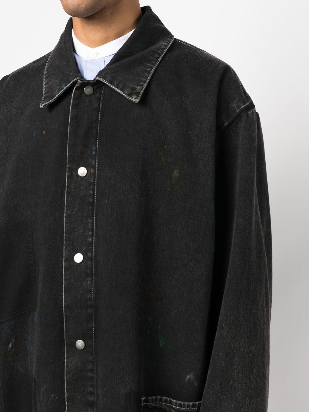 single-breasted denim coat - 6
