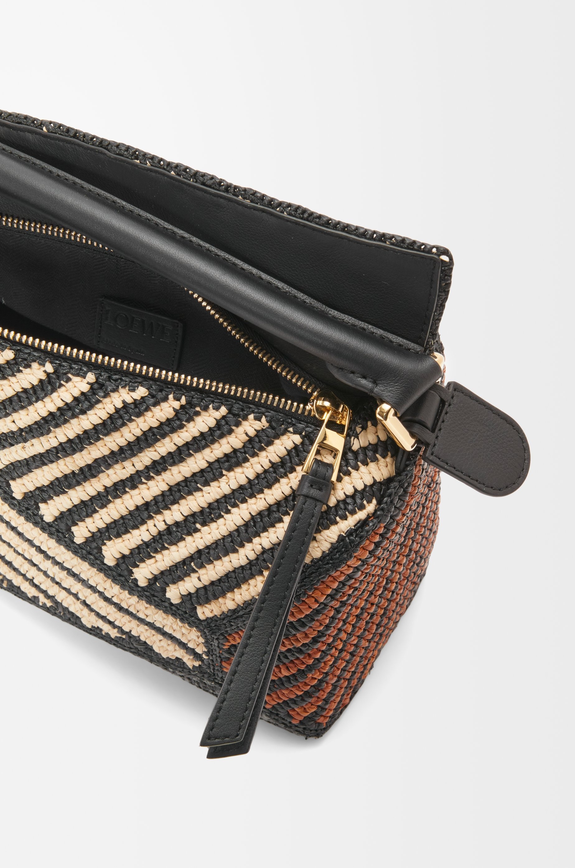 Small Puzzle Edge bag in raffia and calfskin - 9